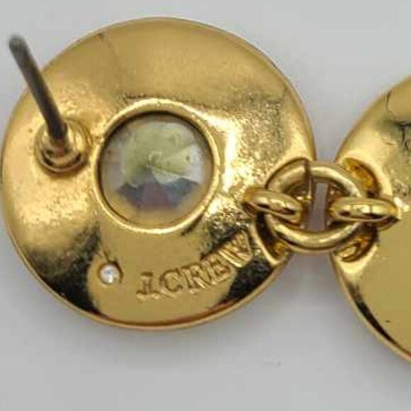 J Crew Multi Color Enamel Stripe Triple Round Crystal Earrings NWOT! - Picture 3 of 9